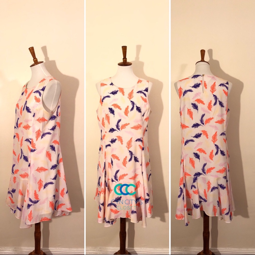 Cece cream, purple and orange asymmetric dress